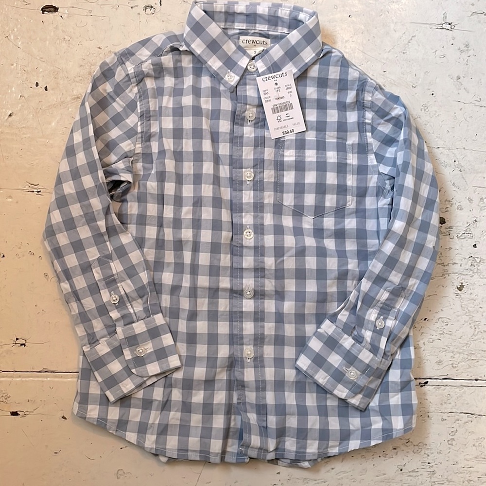 Little Boys JCrew check button up short NWT